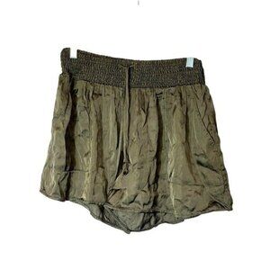 NWT AERIE XS Satin  Smocked High Waist Shorts